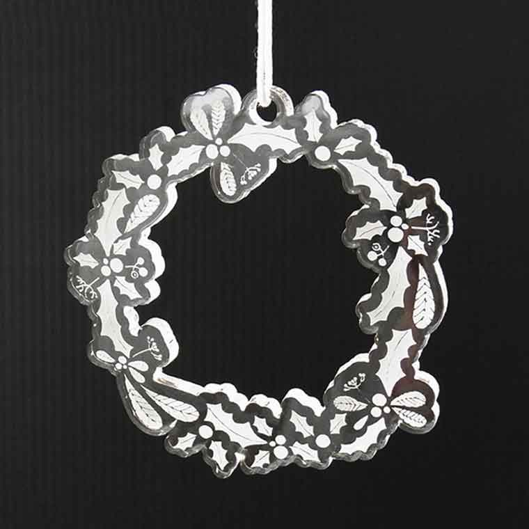 アクリル製 クリスマスオーナメント 5mm厚 リース アンシャンテラボ / 紐付き Xmas 飾り 装飾 ツリー飾り デコレーション 【無料ギフトボックス付】【ゆうパケット対応】