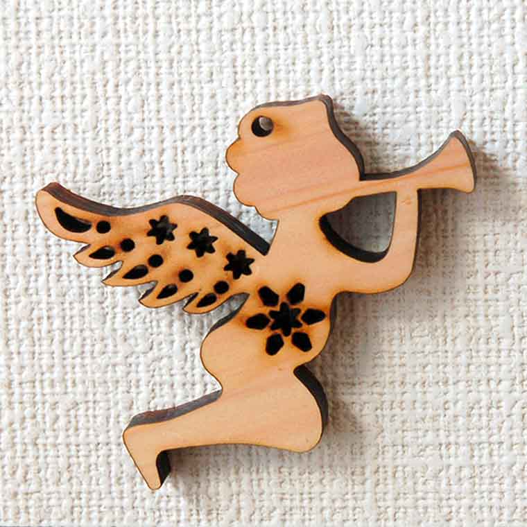 木製 クリスマスオーナメント 6mm厚 天使 アンシャンテラボ / 紐付き Xmas 飾り 装飾 ツリー飾り デコレーション 【無料ギフトボックス付】【ゆうパケット対応】