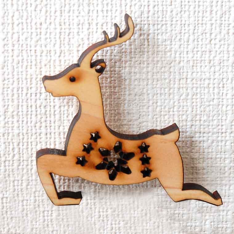 木製 クリスマスオーナメント 6mm厚 トナカイ アンシャンテラボ / 紐付き Xmas 飾り 装飾 ツリー飾り デコレーション 【無料ギフトボックス付】【ゆうパケット対応】