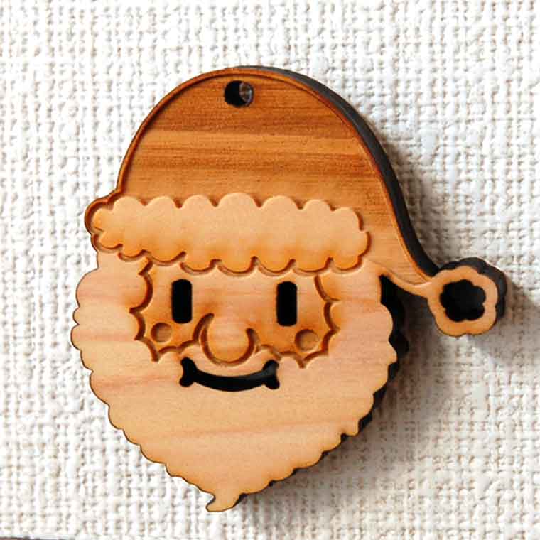 木製 クリスマスオーナメント 6mm厚 サンタクロース アンシャンテラボ / 紐付き Xmas 飾り 装飾 ツリー飾り デコレーション 【無料ギフトボックス付】【ゆうパケット対応】