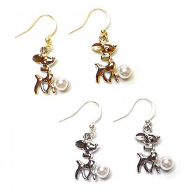 奈良のおみやげ 鹿ピアス （ライトゴールドアンシャンテラボ /シルバー） 約22×25mm フック約20×10mm アンシャンテラボ /奈良県グッズ nara deer お土産 おみやげ OMIYAG