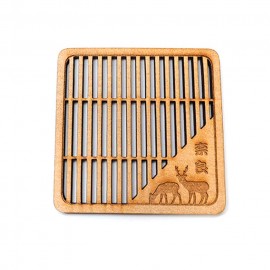 奈良のおみやげ 格子鹿コースター 草を食む鹿 約89×89×5mm アンシャンテラボ /奈良県グッズ nara deer 和風 和柄 coaster お土産 おみやげ OMIYAGE【ゆうパケット対応