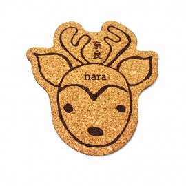 奈良のおみやげ かたどりコルクコースター 鹿正面 約10.5×10.5×0.3cmアンシャンテラボ /奈良県 nara deer 和風 和柄 coaster お土産 おみやげ OMIYAGE【ゆうパケ