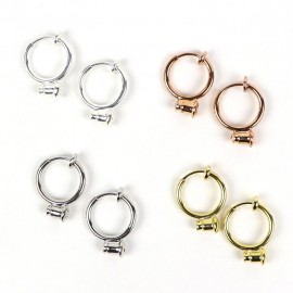 1ペア入 全4色 約18×13mm 穴1mm イヤリングコンバーター バネ式 フープ / ノンホールピアス ピアス 付け替え ピアスパーツ イヤリングパーツ ゴールド 金 シルバー 銀 ピンクゴールド