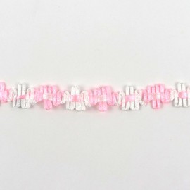 【在庫限り】幅14mm×長さ1m ガーランドコード 手芸用ブレード ピーチピンク ホワイト / ハンドメイド 手作り テープ リボン 装飾 衣装 デコ【ゆうパケット対応】|レース・リボン・テープ|その