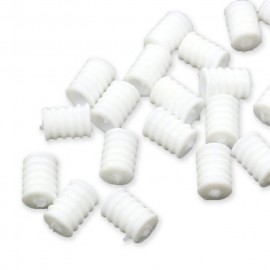 20個入 マスク用 調整パーツ 筒型 白 9×6mm 穴2mm 4.5mm / 耳が痛くならない グッズ バックファスナー ラバー ホワイト アジャスター ストッパー バックファスナー ホワイト ゴム