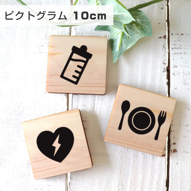 10cm 厚さ約6mm ピクトグラム ヒノキアンシャンテラボ / 商業施設 宿泊施設 ホステル ホテル 木製 館内 表示 案内 指示 マーク 絵文字 絵単語 ピクトグラフ 看板 標識 【ゆうパケット対応】