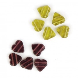 【アウトレット】5個入 インドビーズ ガラス Wホール ハート / スペーサー ビーズ ハンドメイド 手作り アクセサリー ピアス ネックレス 【ゆうパケット対応】|ビーズ|その他