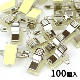 100個入 シール付 クリッキー クリア 土台22mm×12mm×15mm / 名札用クリップ 名札 安全ピン 透明 両面テープ テープ 接着 貼り付け 【ゆうパケット対応】|ディスプレイ用品|その他