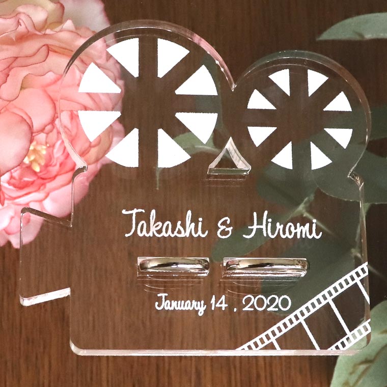 リングピロー シネマ クリアアクリル アンシャンテラボ / 花嫁 wedding ウエディング 結婚式 フォトウェディング photo サプライズ アイテム お祝い 指輪 おしゃれ オシャレ お洒落 プレゼント 【宅配便】