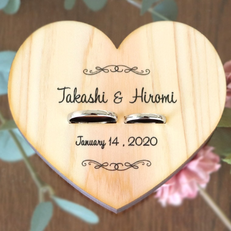 リングピロー ハート 木製 ヒノキ アンシャンテラボ / 木 ウッド wood 花嫁 wedding ウエディング 結婚式 フォトウェディング photo サプライズ アイテム お祝い 指輪 おしゃれ オシャレ お洒落 プレゼント 【宅配便】