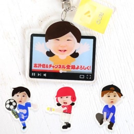 アクリル製 かおはめキーホルダー 将来の夢 verB 全4種 ギフトボックス付き アンシャンテラボ / クリア 着ぐるみ きぐるみ 顔はめ チャーム プレゼント 子供 こども 写真 オリジナル 【無料