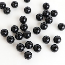約10mm  30個入 アクリルビーズ 球形 黒 穴約2mm / ブラック 丸 円 目 スペーサー 1色 シンプル 光沢あり プラスティック ハンドメイド 資材【ゆうパケット対応】|ビーズ|その他
