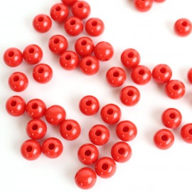 約8mm  50個入 アクリルビーズ 球形 赤 穴約2mm / レッド 丸 円  スペーサー 1色 シンプル 光沢あり プラスティック ハンドメイド 資材【ゆうパケット対応】|ビーズ|その他