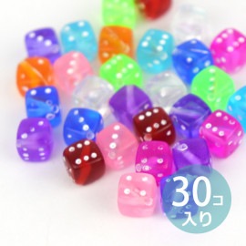 7mm 30個入 アソート アクリルビーズ サイコロ クリアカラー 穴1.3mm / カラフル ミックス MIX ダイス POP ポップ 手芸 プラビーズ スペーサー 【ゆうパケット対応】|ビーズ|そ