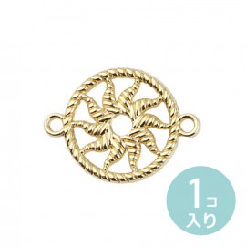 1個入 21mm×16mm メタルチャーム コネクターパーツ 太陽 円形 ゴールド / コネクター 金色 sun アクセサリーパーツ ハンドメイド材料 ピアス ネックレス 資材【ゆうパケット対応】|チ