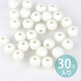 30個入 8mm ホワイト シンプルアクリルビーズ 中 球形 円形 穴2.4mm / しろ 白 シンプル 手芸 プラビーズ プラスチック スペーサー 丸 ノーマル ハンドメイド アクセサリー 資材【ゆ