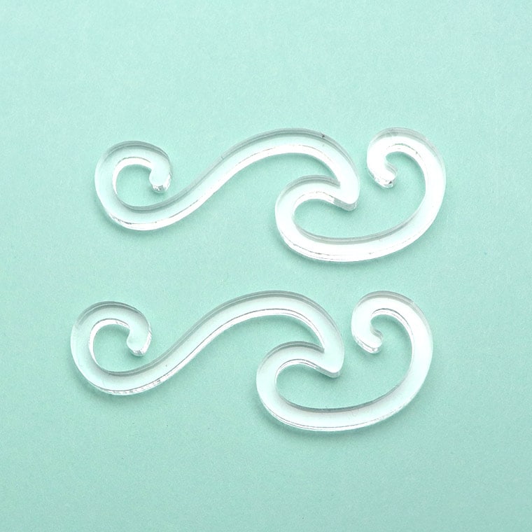 アクリル製 ディスプレイ小物 荒波 小サイズ クリア 21×55mm 厚さ3mm 2個入 アンシャンテラボ / 撮影用小物 SNS インスタグラム Instagram 商品画像 ネット販売 展示 ハンドメイドアクセサリー 手作り【ゆうパケット対応】