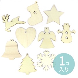 木製オーナメント デコレーション クリスマス ひも付き 1個入  / 木の素材 木目 Xmas 飾り トナカイ 靴下 くつした ブーツ 星 ほし 雪だるま ゆきだるま ハート 天使 エンジェル 鈴 ベ
