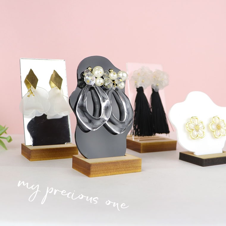 アクリル製×木製 ピアス用立体ディスプレイ アンシャンテラボ / 撮影用小物 SNS インスタグラム Instagram 商品画像 ネット販売 展示 ハンドメイドアクセサリー 手作り【ゆうパケット対応】