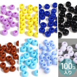 5mm×6mm 100個入 アクリルビーズ 円形 穴2.9mm 全7色 大穴 / 不透明 穴が大きい スペーサー パープル 紫 イエロー 黄色 ブルー 青 ブラック 黒 ブラウン 茶色 ウォーターブル