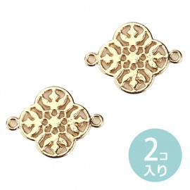 2個入 15mm×20mm コネクターパーツ 透かし フラワー ゴールド/ メタルパーツ チャーム 合金 接続 パーツ 金 花 ハンドメイド 材料【ゆうパケット対応】|チャーム|その他