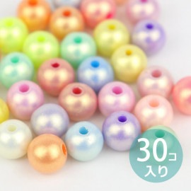 直径8mm アソート30個入 アクリルビーズ マットパールカラー 球形 穴2mm / パール風 パステルカラー スペーサー ミックス MIX パール光沢 上品 カラフル 可愛い ハンドメイド 資材【ゆ