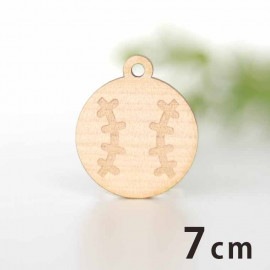 木製チャーム 野球ボール 7cm 厚さ3mm アンシャンテラボ / 軟式 硬式 部活 スポーツ 運動 クラブ サークル アクセサリーパーツ ピアス イヤリング ラッピング ハンドメイド材料 飾り 【ゆ