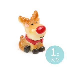 1個入 約22×15×18mm レジン ミニチュア トナカイ / となかい サンタクロース サンタ xmas クリスマス 小さい かわいい 可愛い マスコット フィギュア 置物 装飾 飾り 素材 デコ