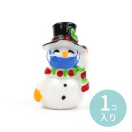1個入 約23×15×12mm レジン ミニチュア マスクをしてる雪だるま / ゆきだるま xmas クリスマス 小さい かわいい 可愛い マスコット フィギュア 置物 装飾 飾り 素材 デコパーツ 