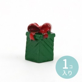 1個入 約16×10mm レジン ミニチュア プレゼント / グリーン 贈り物 xmas クリスマス 小さい かわいい 可愛い マスコット フィギュア 置物 装飾 飾り 素材 デコパーツ デコレーショ