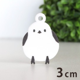 3cm アンシャンテラボ アクリルチャーム シマエナガ 厚さ:2mm UVプリント 模様 / アクセサリーパーツ 小鳥 野鳥 北海道 可愛い とり ことり しまえなが 鳥 ピアス イヤリング ブレスレ