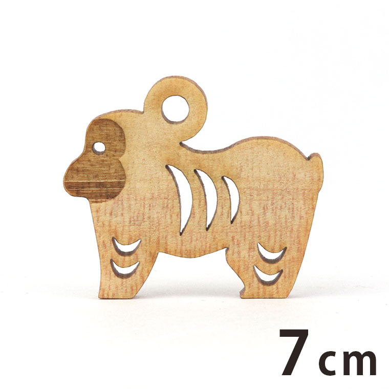 木製チャーム 干支飾り さる 7cm 厚さ3mm アンシャンテラボ / 猿 申 サル 干支 十二支 お正月 縁起物 和風 和柄 絵馬 アクセサリーパーツ ピアス イヤリング ラッピング ハンドメイド材料 飾り 【ゆうパケット対応】