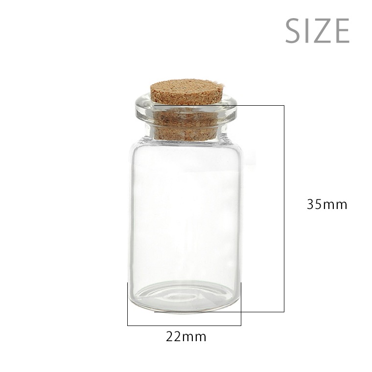 35mm×22mm 1個入 ガラス小瓶 / ミニチュア コルク瓶 コルク栓 ミニ