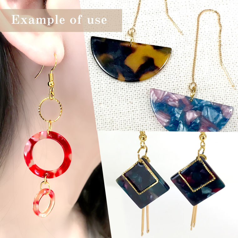 2個入 17×17mm アクリルチャーム カラフルべっ甲風 三角形 全5色