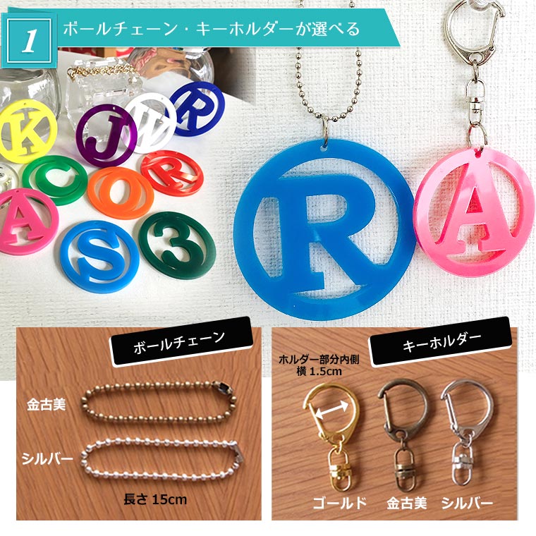 丸枠透かしアルファベットキーホルダー 7cm アクリル製 アンシャンテ