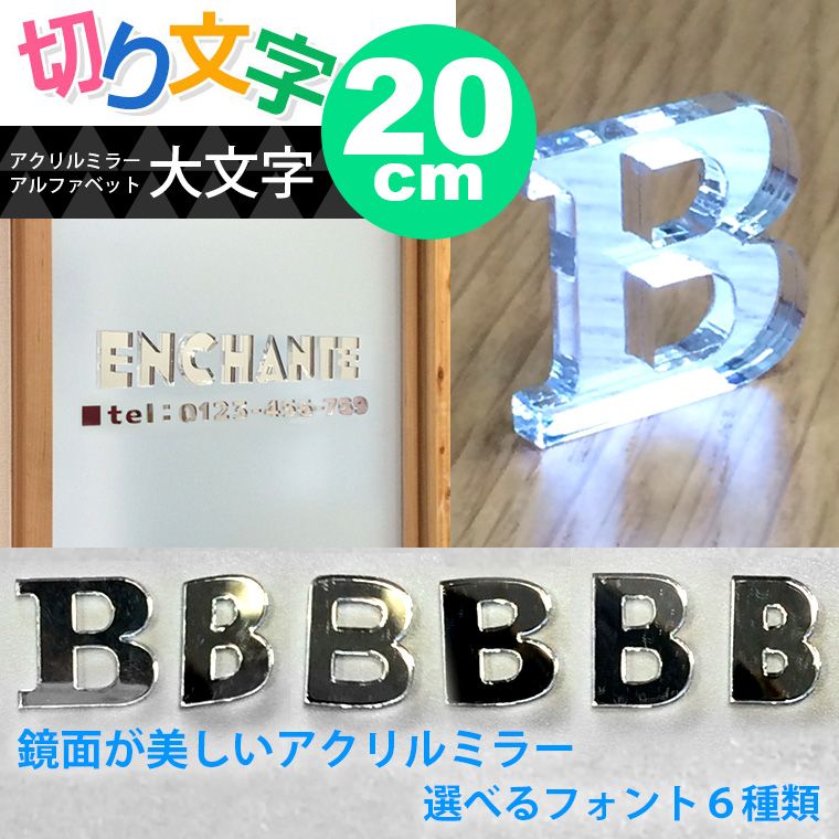 アクリル製 シルバー ミラー 切り抜き文字 アルファベット 20cm アン