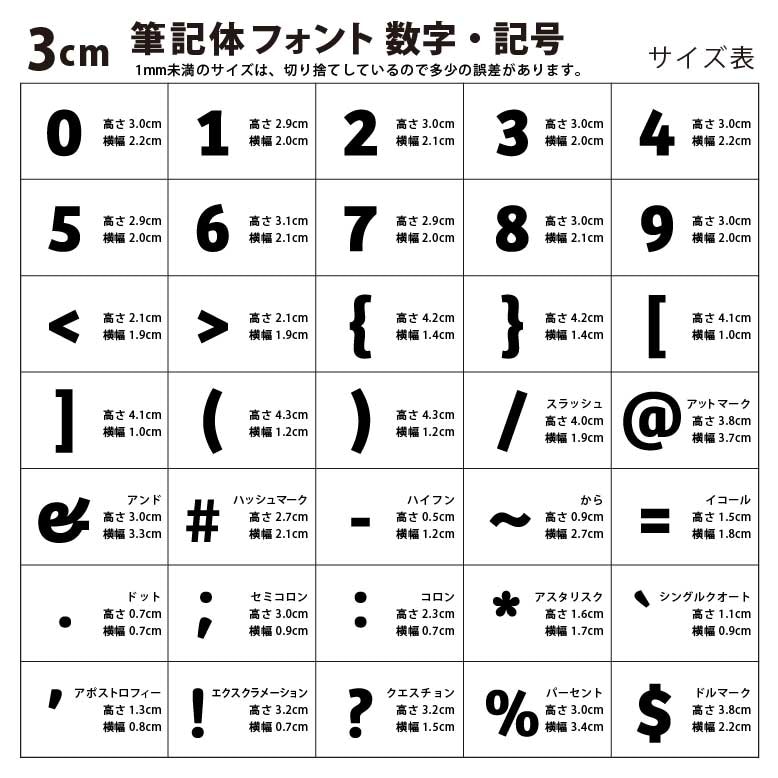 3cm 厚さ約6mm 切り抜き文字 数字・記号 木製 アンシャンテラボ