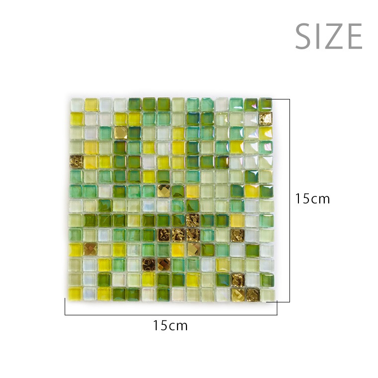 10mm×10mm×4mm 196個入 ガラスタイル グリーン系ミックス