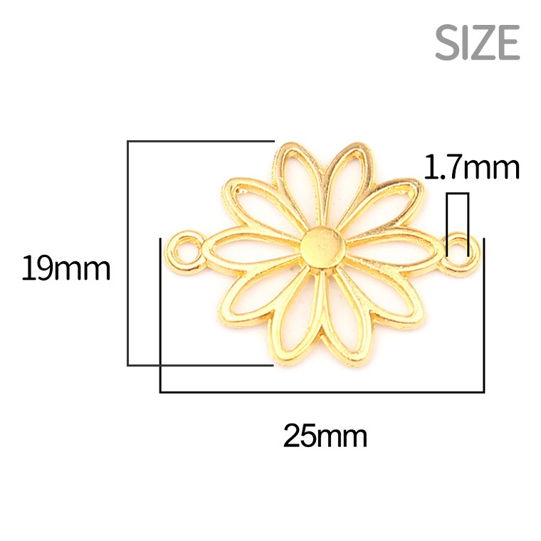 5個入 25mm×19mm 全2色 コネクターパーツ 透かしフラワー デイジー