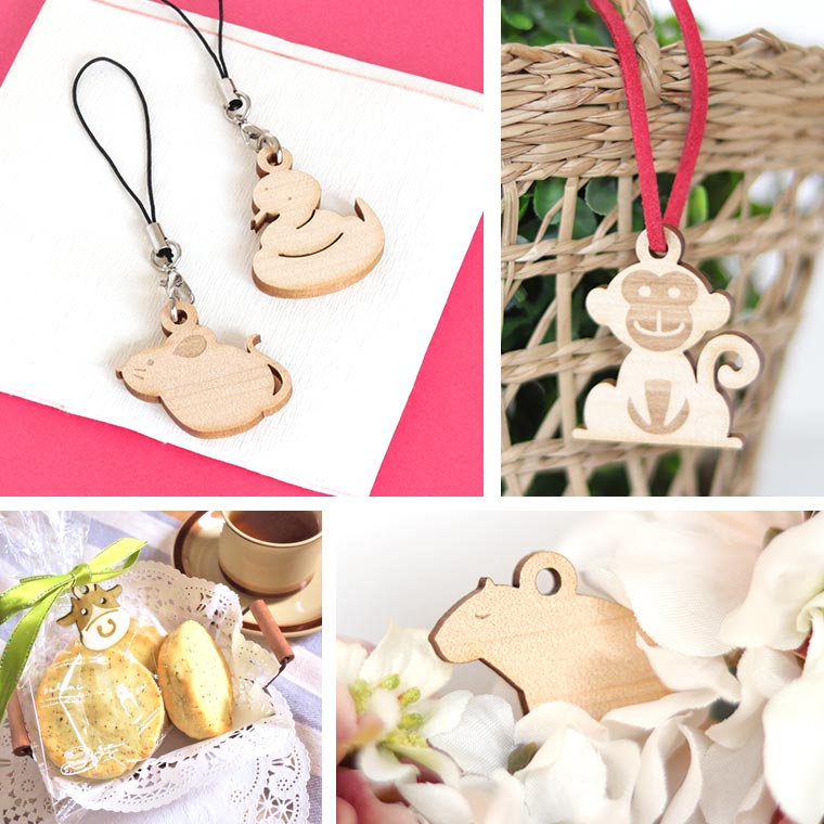 木製チャーム 千鳥 3cm 厚さ3mm アンシャンテラボ / ちどり 和風 和柄