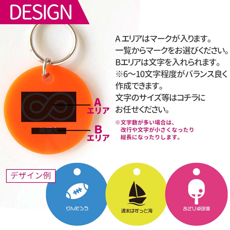 アクリル製 スポ活キーホルダー 直径35mm 厚さ2mm 選べるカラー アン