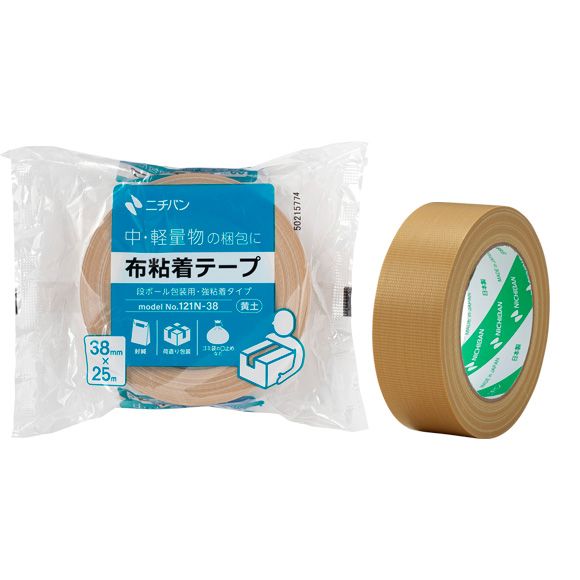 ニチバン 121N-38 布粘着テープ 38mmX25m 1箱 48巻入 | 包装用テープ
