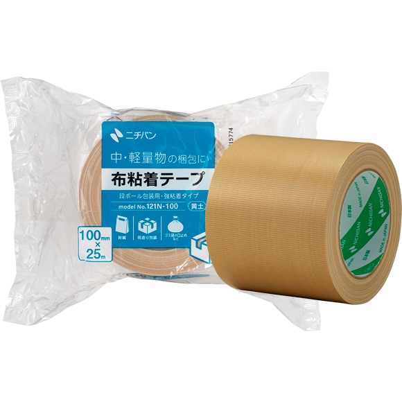 ニチバン 121N-100 布粘着テープ 100mmX25m 1箱 18巻入 | 包装用テープ