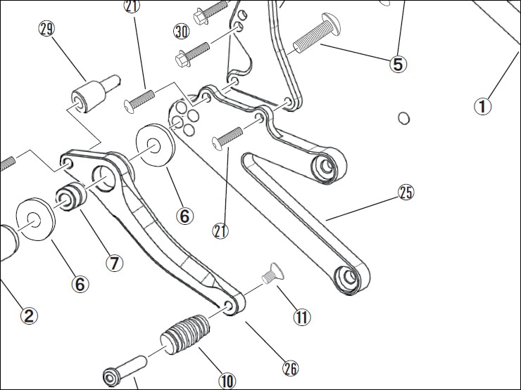 【レース専用】 25.STEP PLATE RH [4ポジションバックステップキット：補修部品]