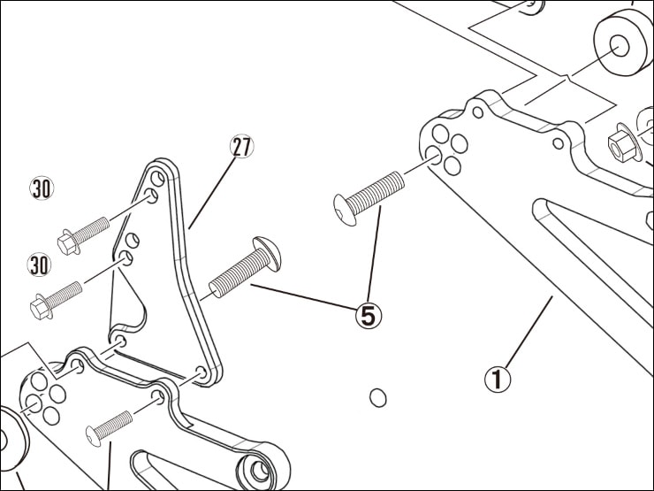 【レース専用】 5.BUTTON BOLT M8×60 [4ポジションバックステップキット：補修部品]