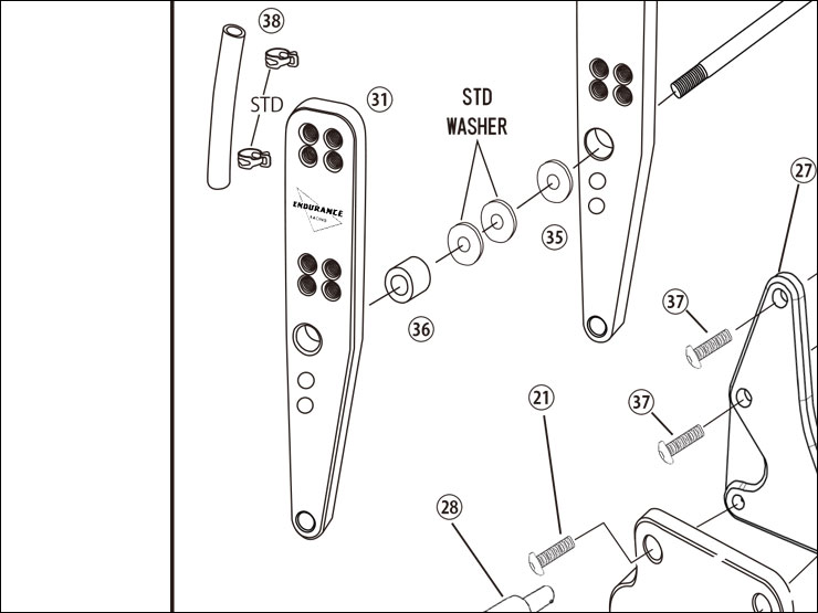 【レース専用】 36.COLLAR RH STEP BASE PLATE[バックステップキット(EF650K26J1)：補修部品]