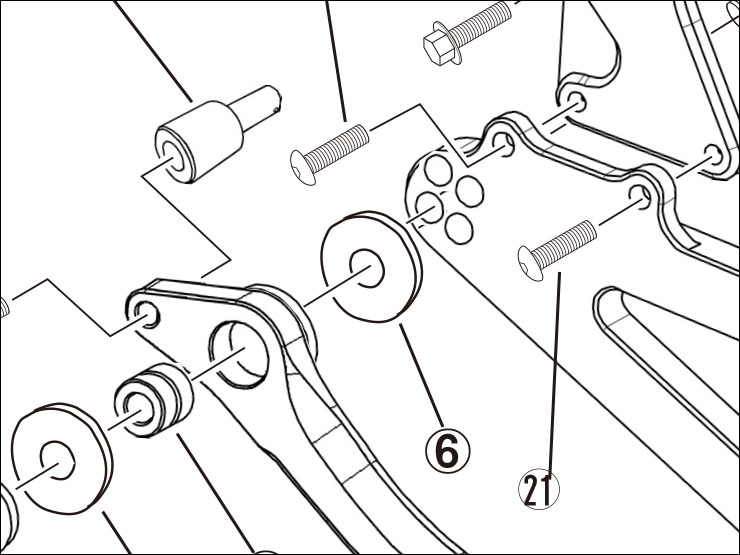 【レース専用】 6.WASHERΦ8×Φ22 t1.6 [バックステップキット：補修部品]