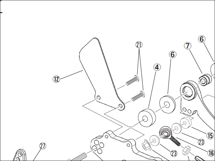 【レース専用】 12.HEEL STOPPER PLATE LH [バックステップキット：補修部品]
