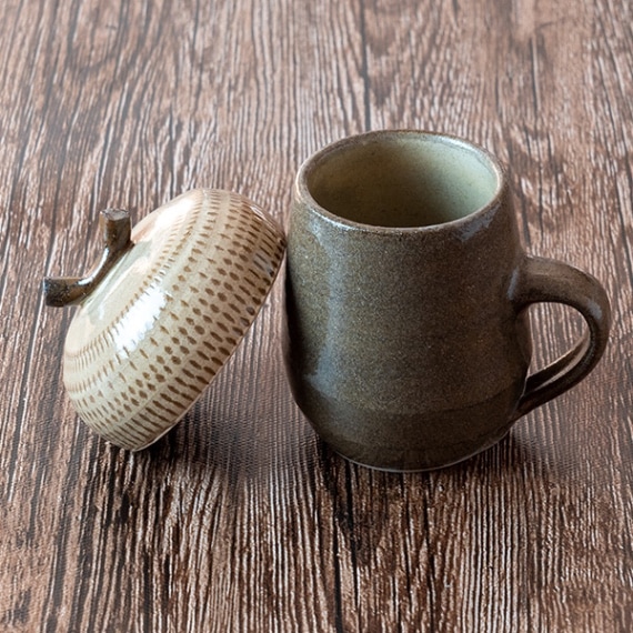 小石原焼 ヤママル窯 どんぐりカップ 取っ手付き | 色から選ぶ,茶 | 縁